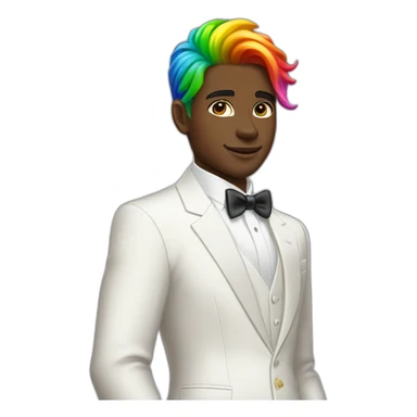 Posh-boy-with-white-suit-and-rainbow-unicorn-hair sticker