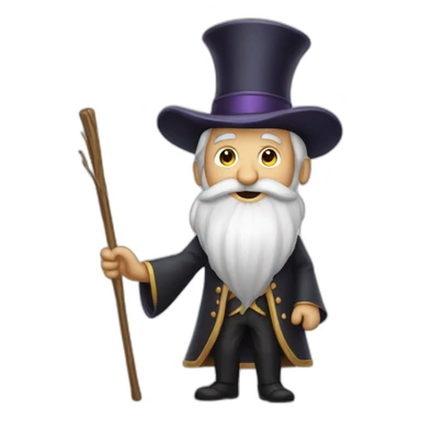 old magician with his stick and long white beard sticker