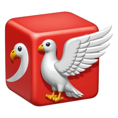 Red lucky block  with white wing sticker