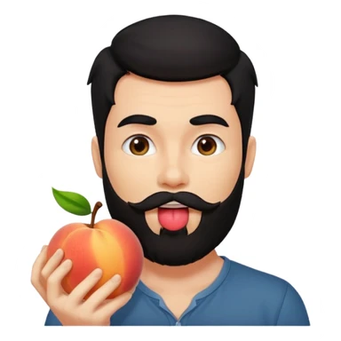 Black hair Man red beard licking peach sticker