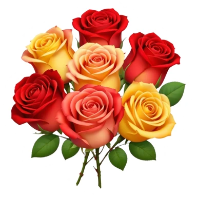 roses with gradient on petal starts yellow and bottom is red make a bouquet of them  sticker