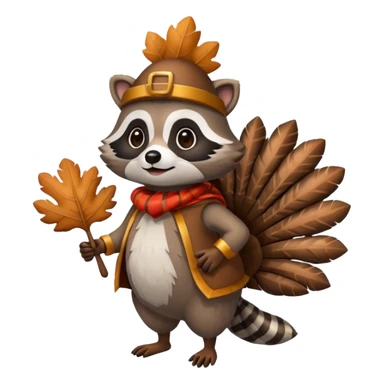 Raccoon in a turkey costume sticker