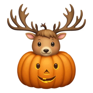 Cozy beige Autumn pumpkin and Deer sticker