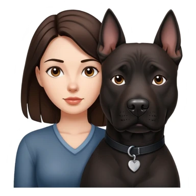 Brunette with a big black amstaff dog sticker