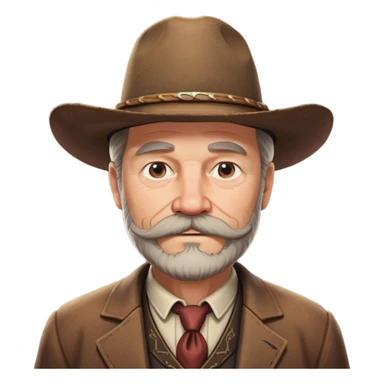 Dutch van der Linde from Red Dead Redemption 2, older man with mustache and beard, cowboy hat, suit sticker