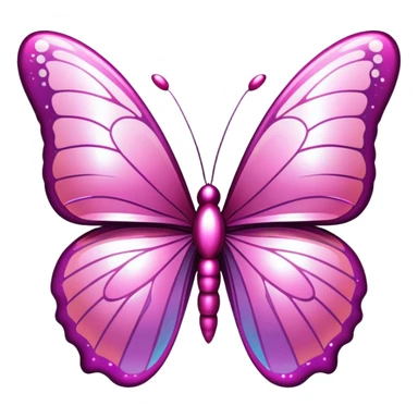 Pink Y2K butterfly with metallic sheen and digital glitter effects sticker