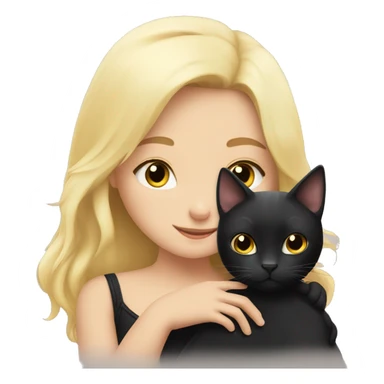 Black cat cuddles with blond haired girl sticker