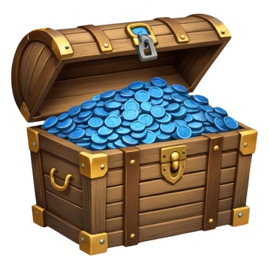 treasure chest of blue coins sticker