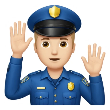 a white police man with one hand up telling the traffic to stop sticker