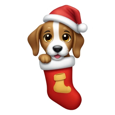 Puppy coming out of a stocking  sticker