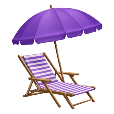 beach chair with striped purple umbrella sticker