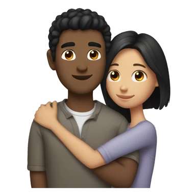 boyfriend with black hair and girlfriend with brown hair hugging sticker