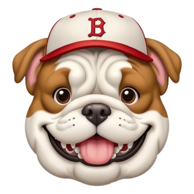 Bulldog with baseball hat sticker