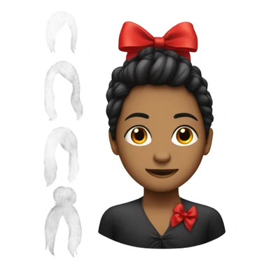 black open hair from behind with a red bow sticker