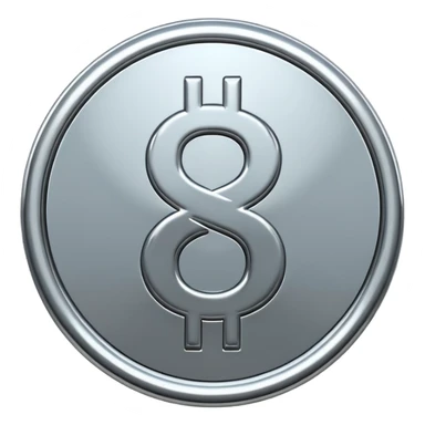 A double dollar sign emoji made of polished silver chrome, smooth metallic surface, glossy reflections, luxury swag vibe, minimal iOS emoji style, centered on white background sticker