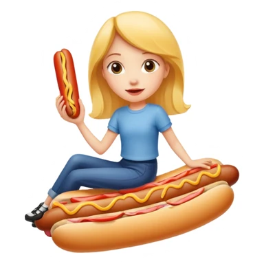 Girl riding a hotdog without the bun sticker