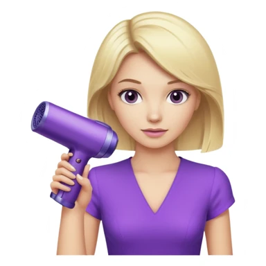 blonde woman with a purple Dyson hair dryer sticker
