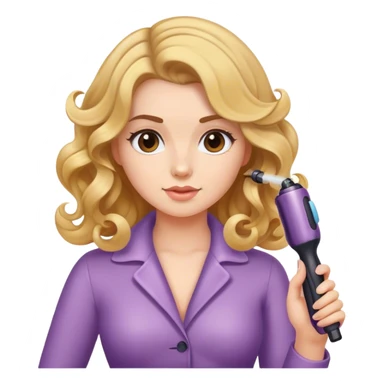 girl curling her hair with curling iron  sticker