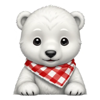 baby polar bear wearing a red and white checkered Neckerchief sticker