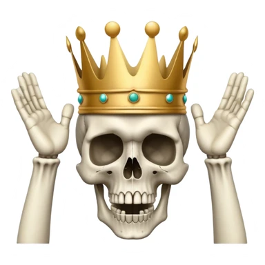 shocked skull with crown, hands raised pressing on head in disbelief sticker