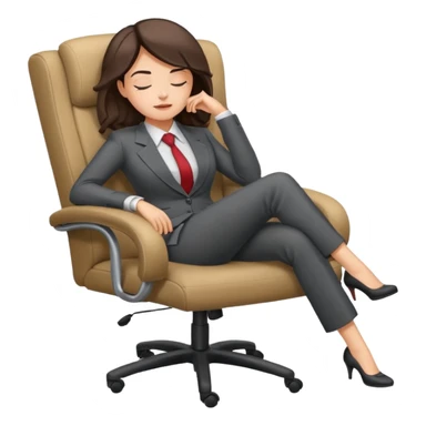Boss sleeping in a chair with her legs up on the desk sticker
