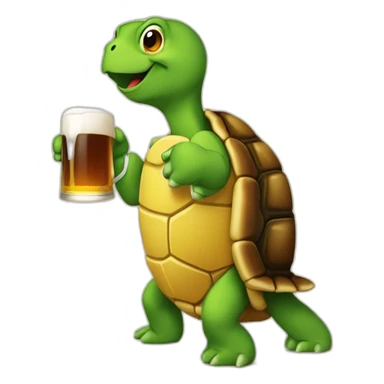 Tortue qui boit de la bière sticker
