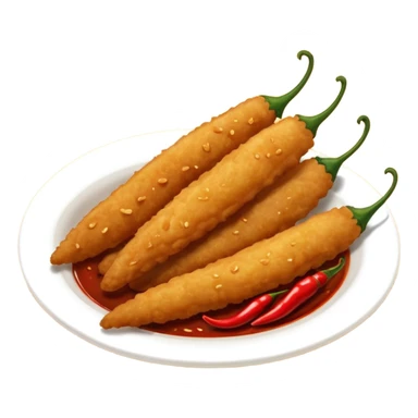 indonesian fried food with chili on the side of the plate sticker