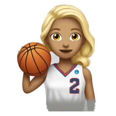 Blonde girl shooting basketball with 21 jersey  sticker