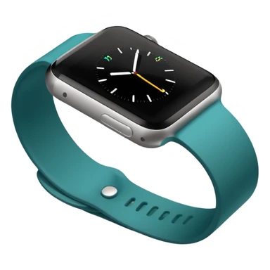 a teal fitbit band and an black apple watch lying flat in the style of an ios emoji  sticker