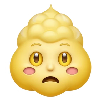 fart emoji with yellow face, puff of gas, surprised look sticker