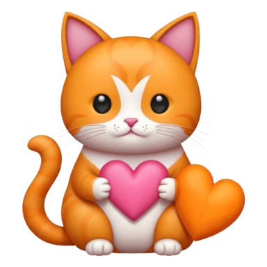 Gato naranja corazón rosa cuerpo entero kawaii sticker