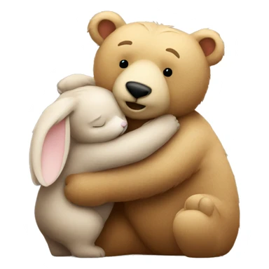Bear hugging rabbit from behind sticker