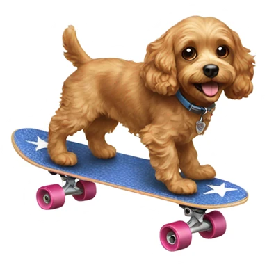 Cavapoo dog riding a skateboard sticker