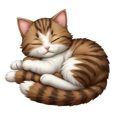 dark brown tabby and white kitten sleeping whilst in funny positions stretched out and  upside down sticker