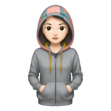 Sasha Gray in gray hoodie full height sticker