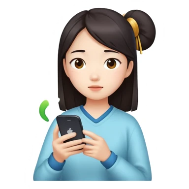  A chinese girl watching video on her phone while charging sticker