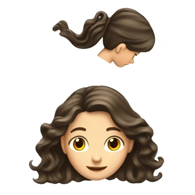 Brunette 6th grade girl with long wavy hair doing hair flip sticker