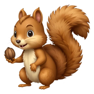 long-toothed squirrel character with acorn, full body sticker