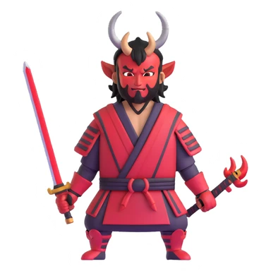 Devil samurai warrior with horns sticker