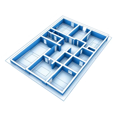 blue blueprint plan with crisp white architectural lines sticker