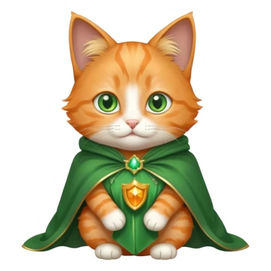 baby orange cat green eyes, in magic silver cloak sticker