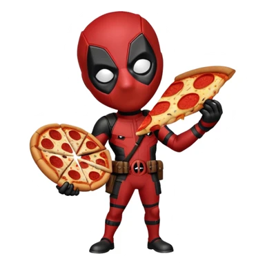 Mini Deadpool eating pizza sticker
