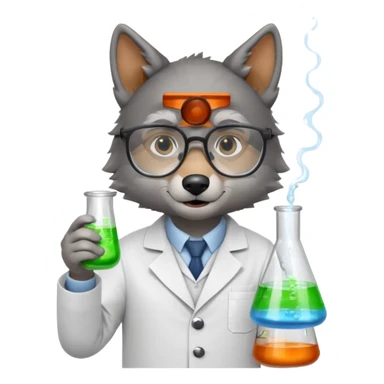A wolf dressed as a scientist sticker