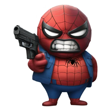Fat Spider-Man with a gun  sticker