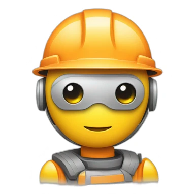 cute robot with a round face wearing construction hat sticker