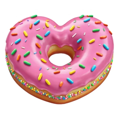 Realistic isolated heart shaped donut with pale pink frosting. sticker