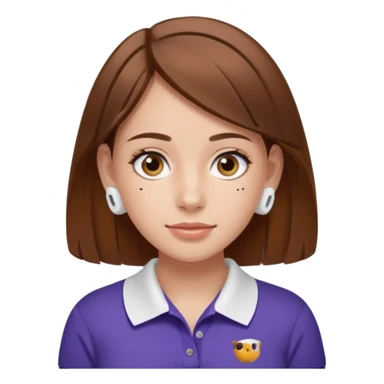 Girl with brown hair with airpods wearing a wegmans grocery store polo sticker