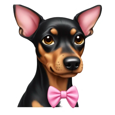 black tan pinscher big ears pink bow sticker