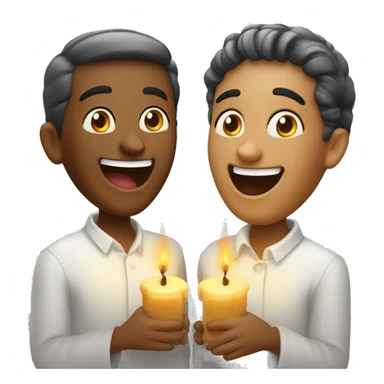 two people laughing with shabbat shalom candles sticker