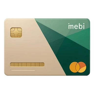 light beige debit card with dark green geometric inserts sticker